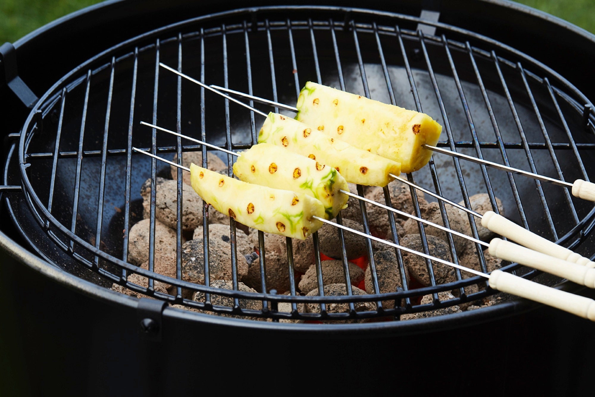 Pineapple with vodka on the BBQ